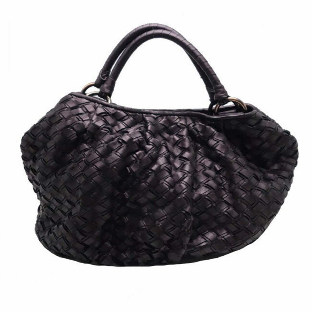 Miu Miu Intrecciato Braid Leather Handbag Dark Purple